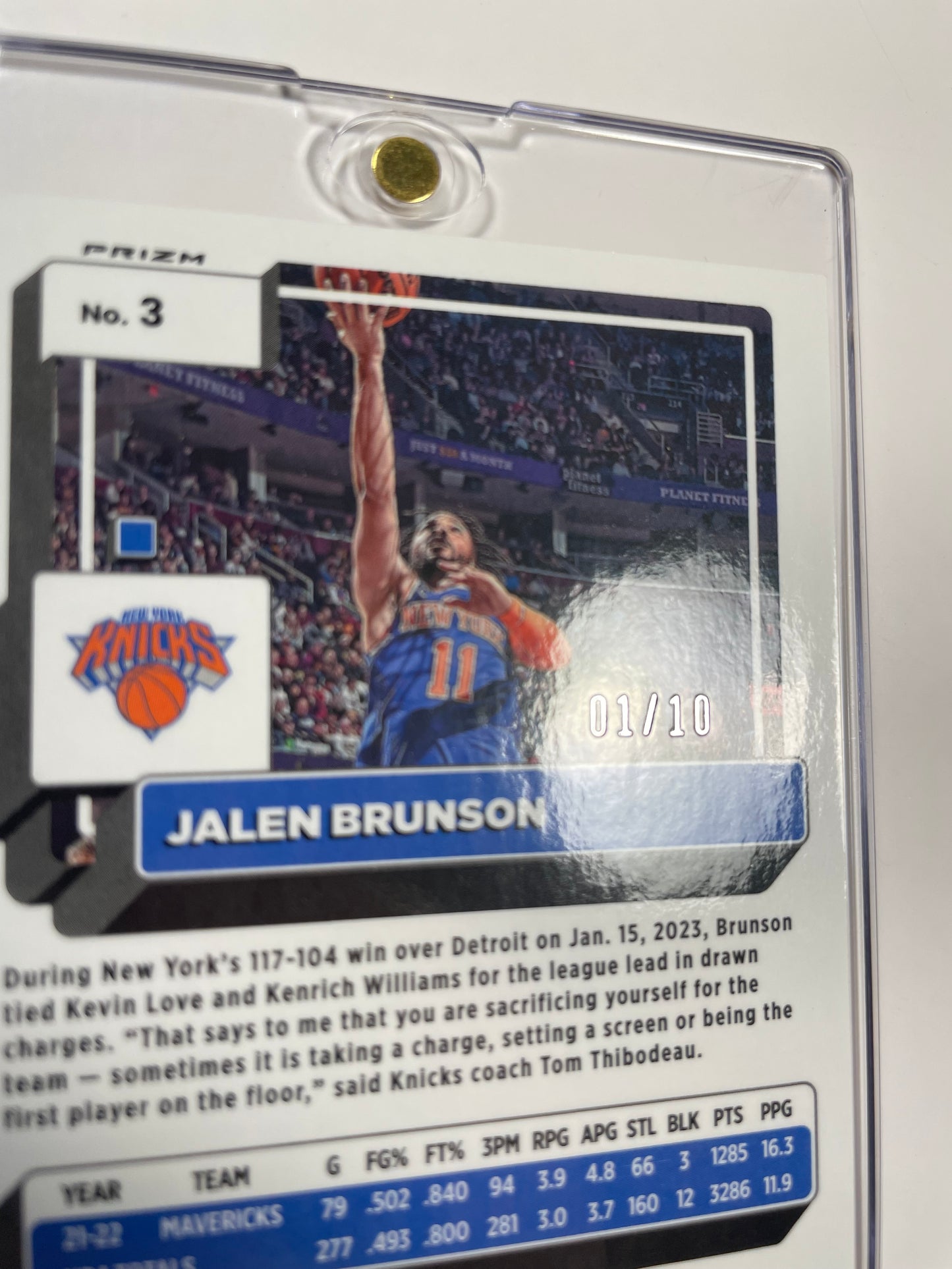 2022/23 Donruss Optic #3 Jalen Brunson Gold Wave (#1/10) / MT9