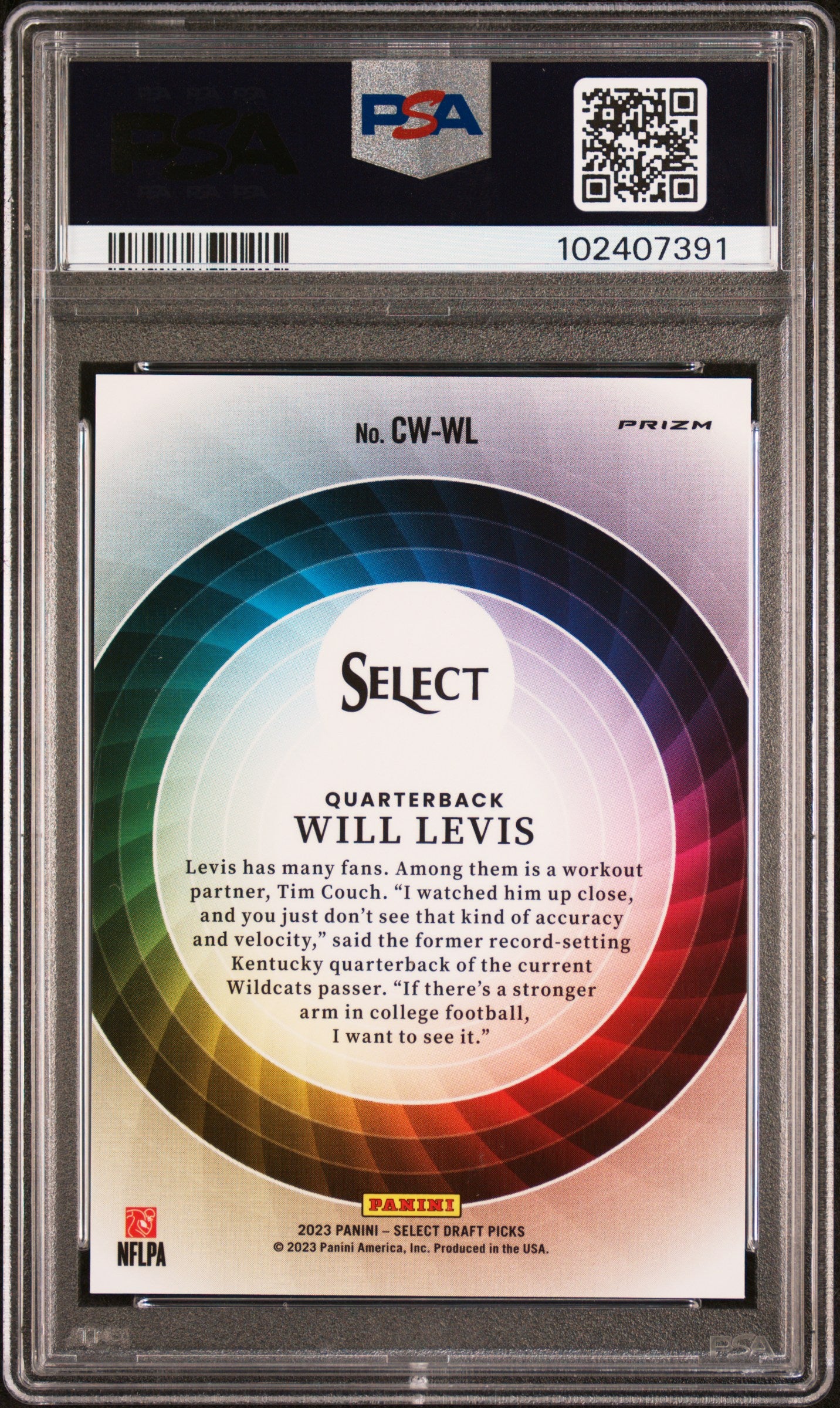 2023 Select Draft Picks #CWWL Will Levis RC Color Wheel / PSA 10 / C7391