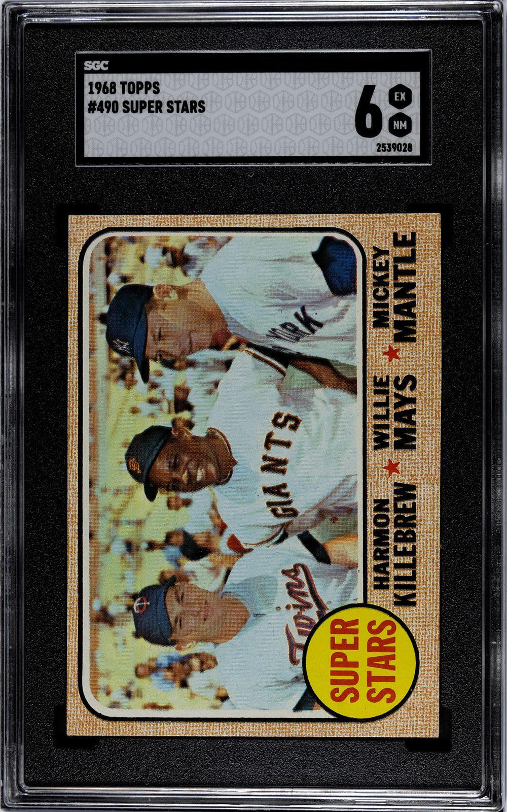 1968 Topps #490 Super Stars Mantle/Mays/Killebrew / SGC 6 / C9028