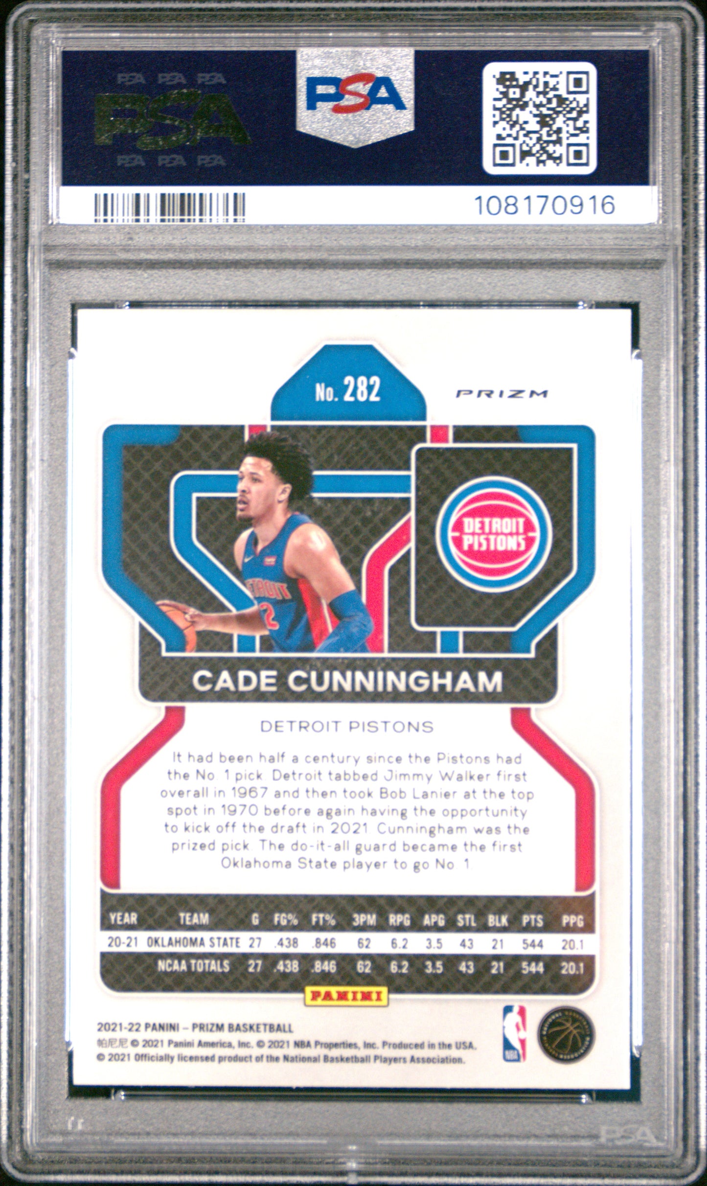 2021 Prizm #282 Cade Cunningham RC Fast Break / PSA 10 / C0916