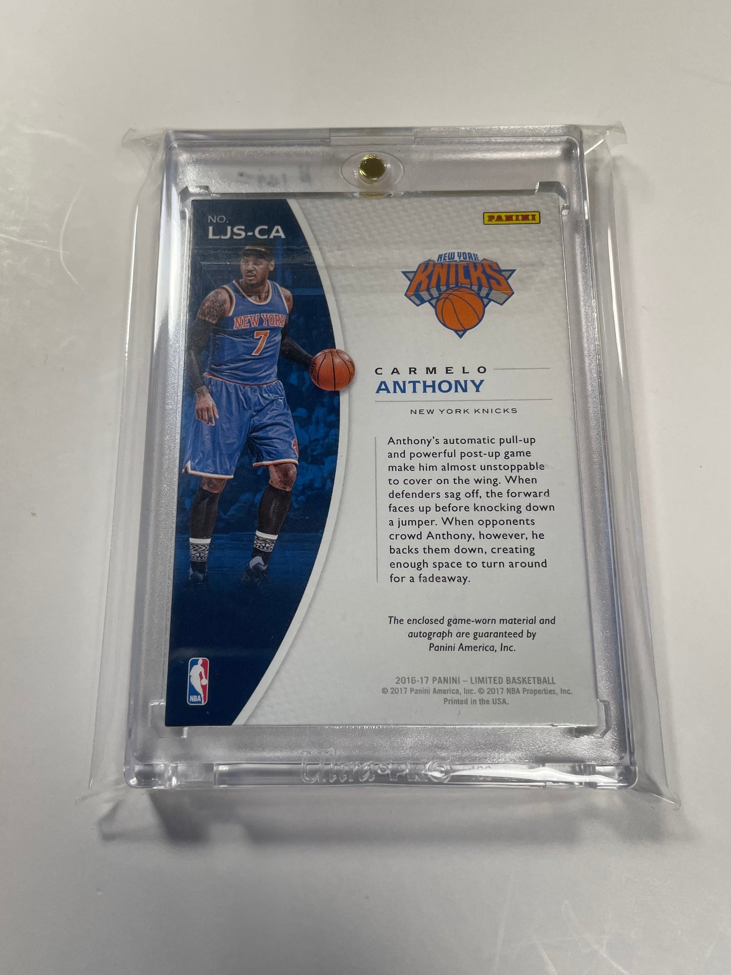 2016/17 Panini Limited #LJS-CA Carmelo Anthony Auto (09/10) / NMMT8