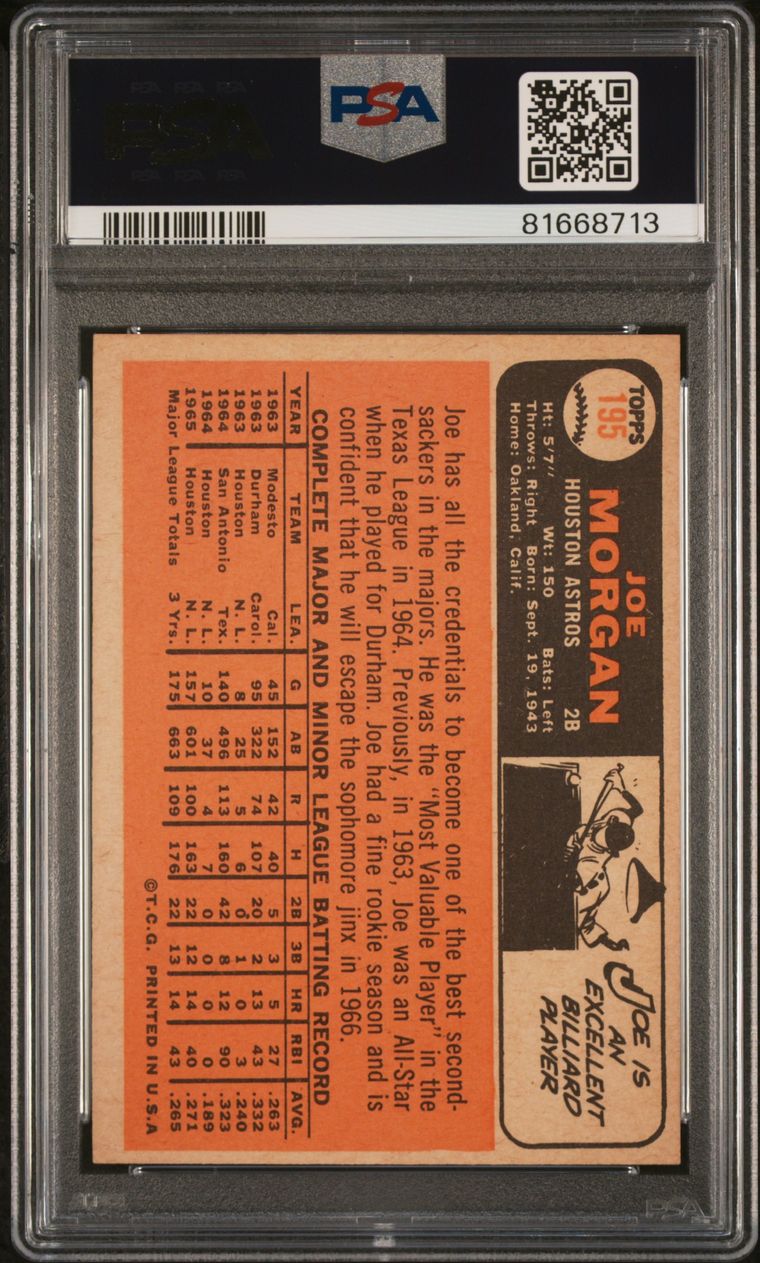 1966 Topps #195 Joe Morgan All-Star Rookie / PSA 6 / C8713