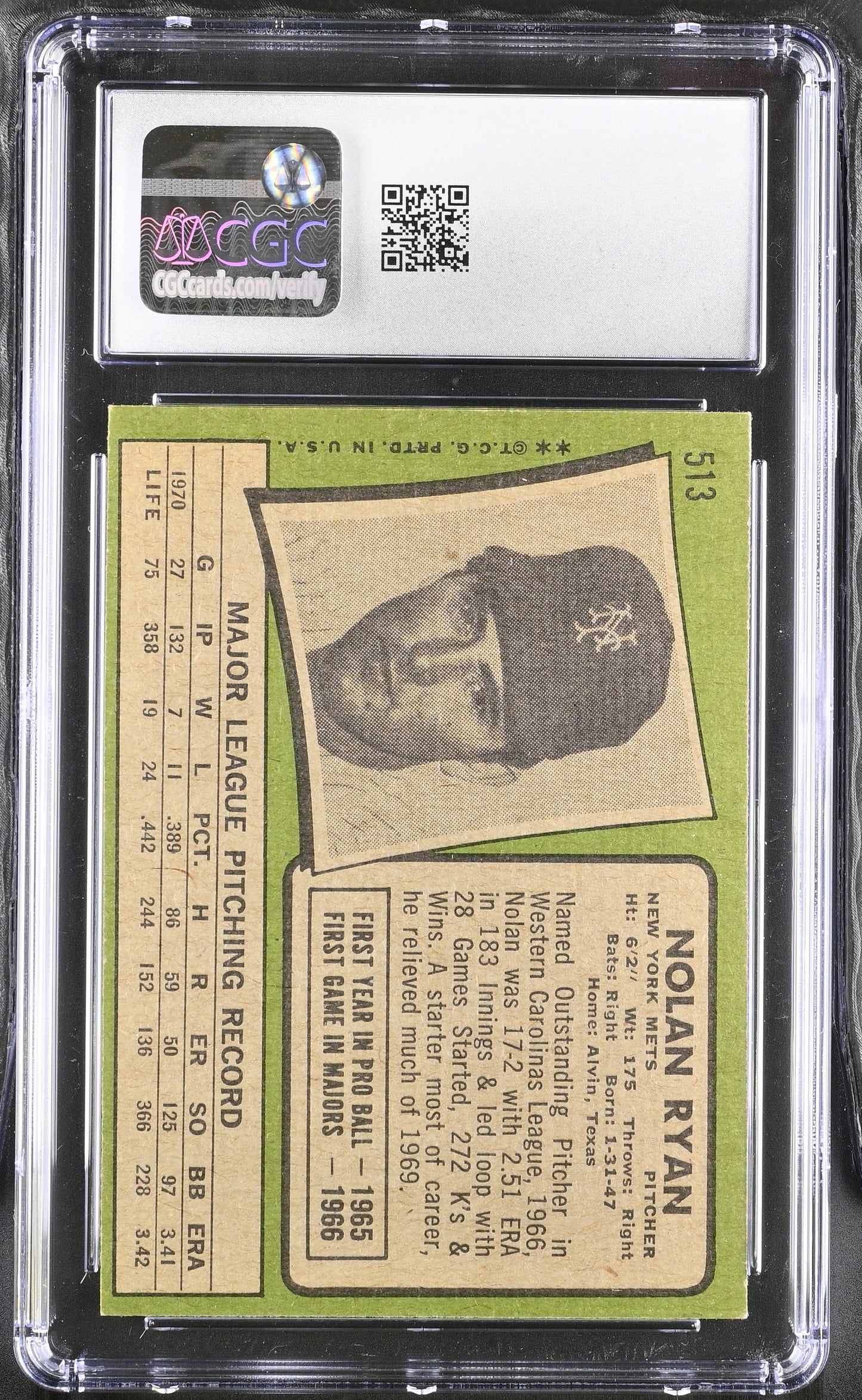 1971 Topps #513 Nolan Ryan / CGC 4 / C1005