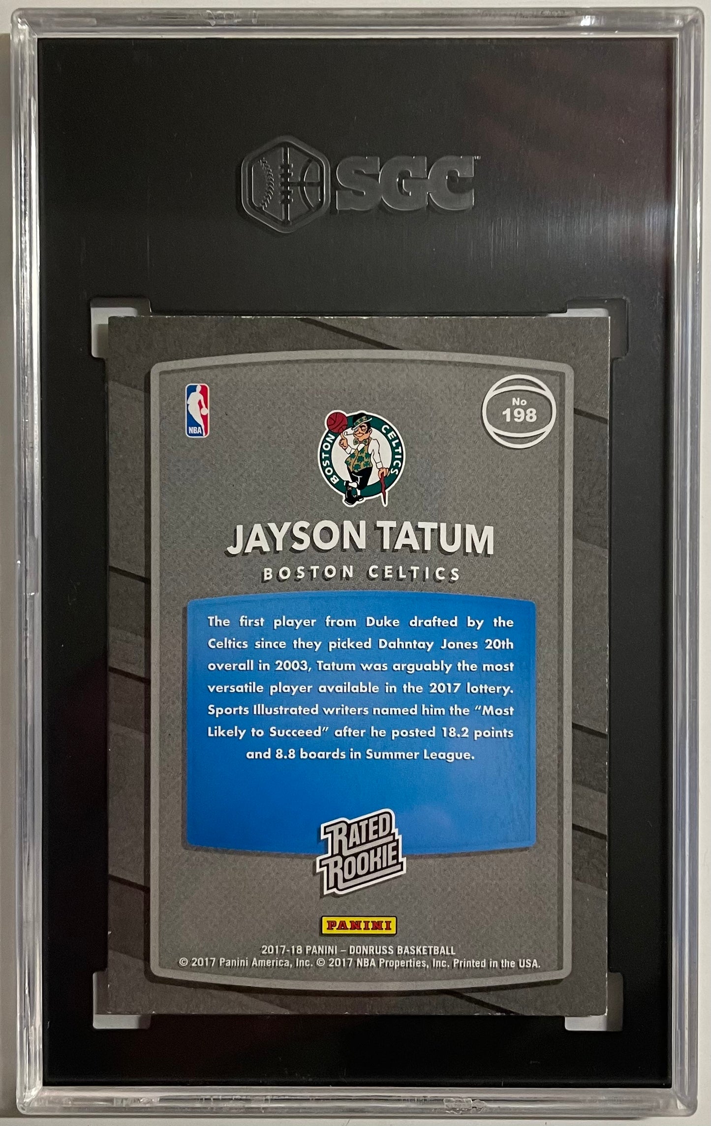 2017 Donruss #198 Jayson Tatum RC GREEN FLOOD / SGC 9 / C5212