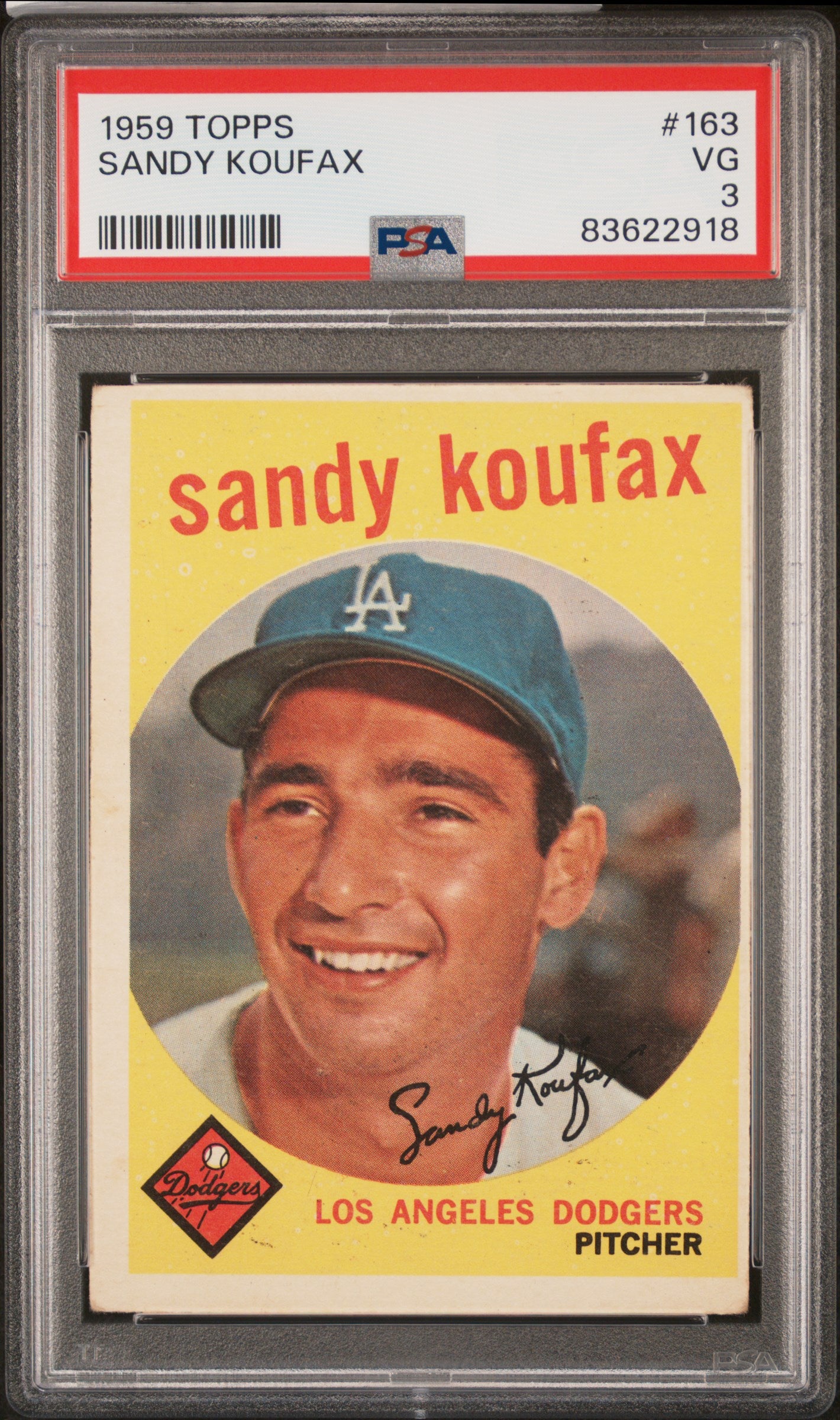 1959 Topps #163 Sandy Koufax / PSA 3 / C2918