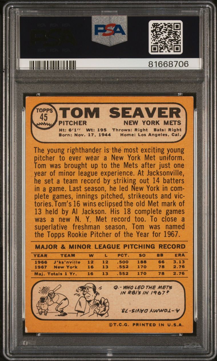 1968 Topps #45 Tom Seaver All-Star Rookie / PSA 6 / C8706