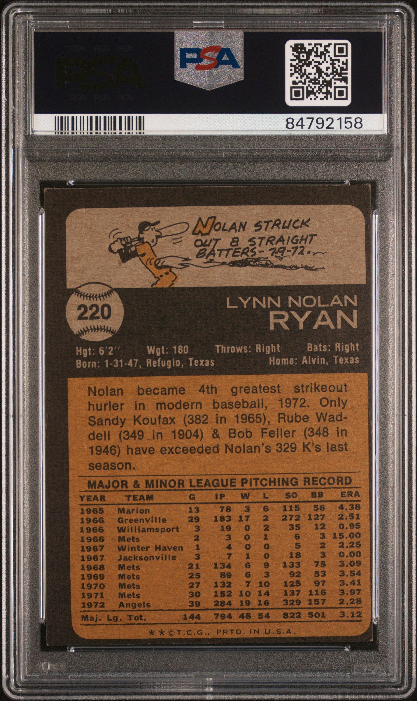 1973 Topps #200 Nolan Ryan (HOF) / PSA 6 / C2158