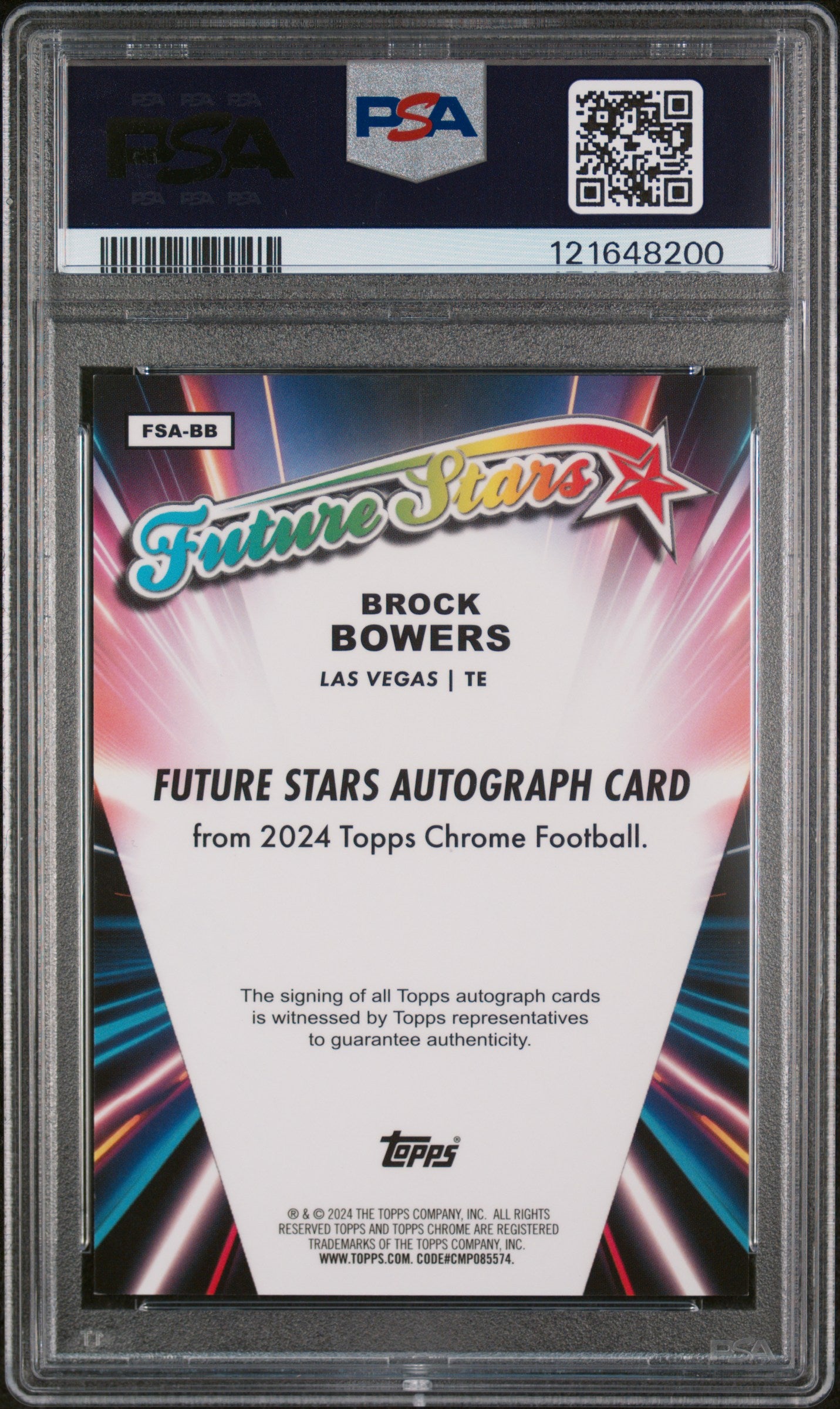2024 Topps Chrome #FSABB Brock Bowers RC FS Auto Blue (#/150) / PSA 8 / C8200