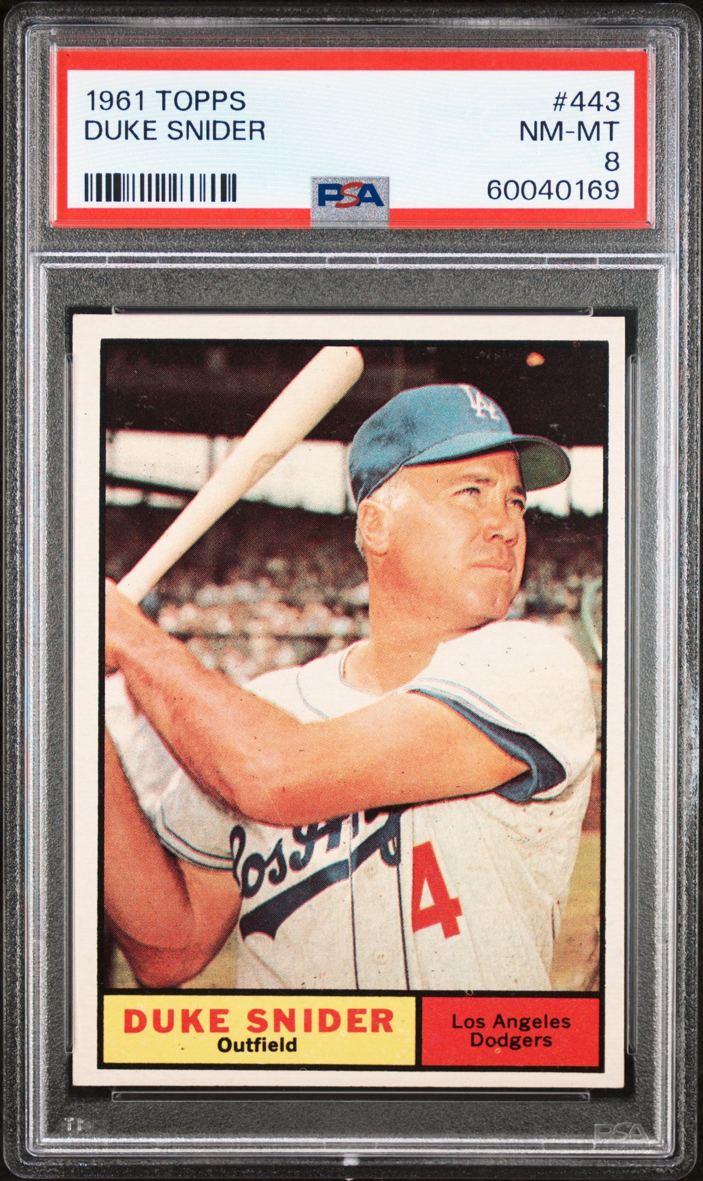 1961 Topps #443 Duke Snider / PSA 8 / C0169