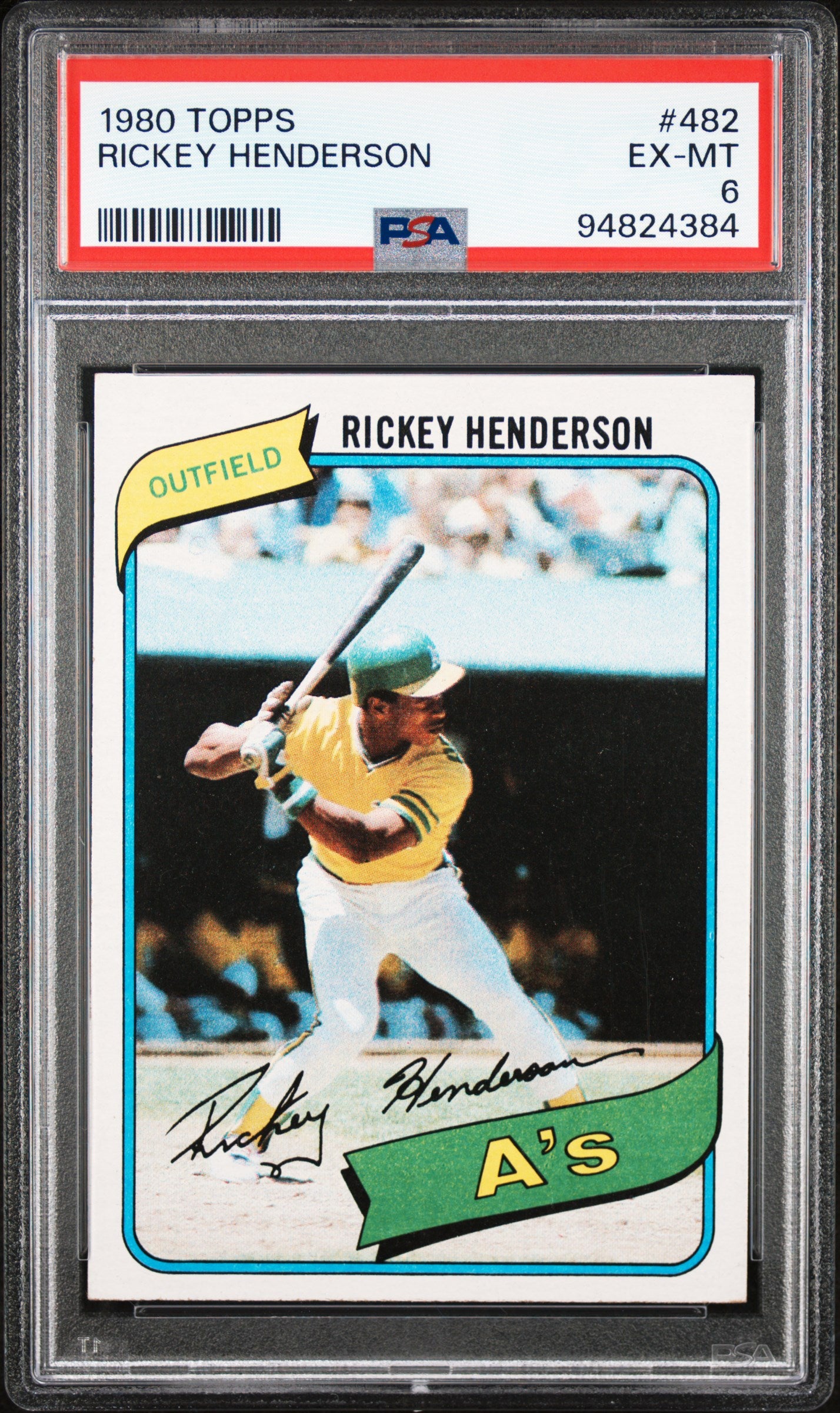 1980 Topps #482 Rickey Henderson RC / PSA 6 / C4384