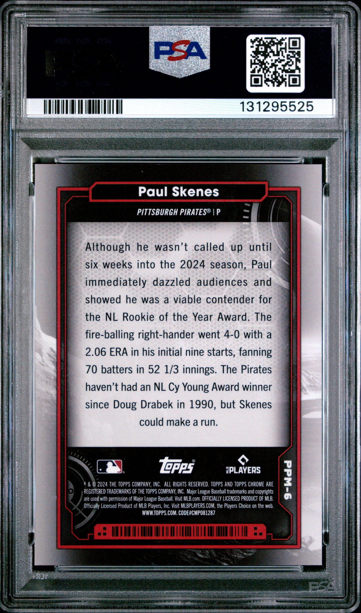 2024 Topps Chrome Cosmic #PPM-6 Paul Skenes RC Mercury / PSA 10 / C5525