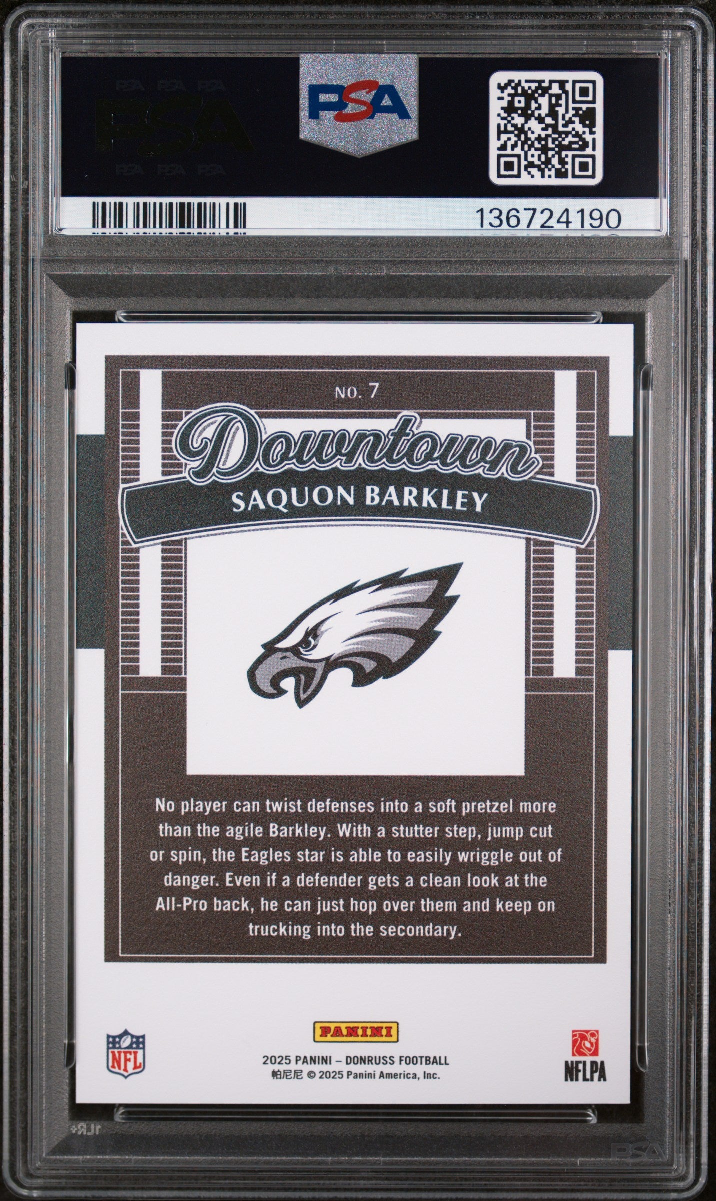2025 Panini Donruss #7 Saquon Barkley Downtown / PSA 9 / C4190