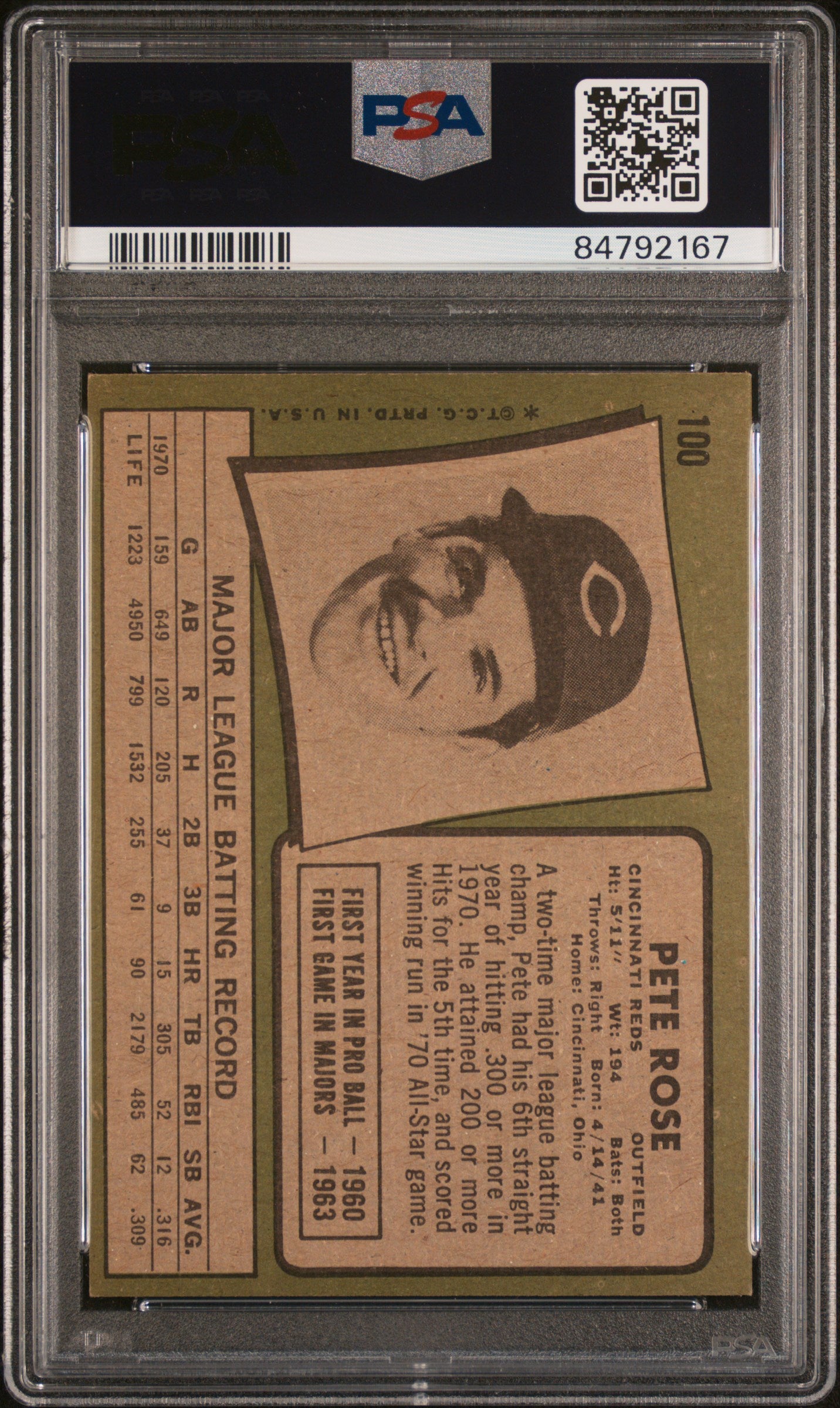 1971 Topps #100 Pete Rose / PSA 5 / C2167