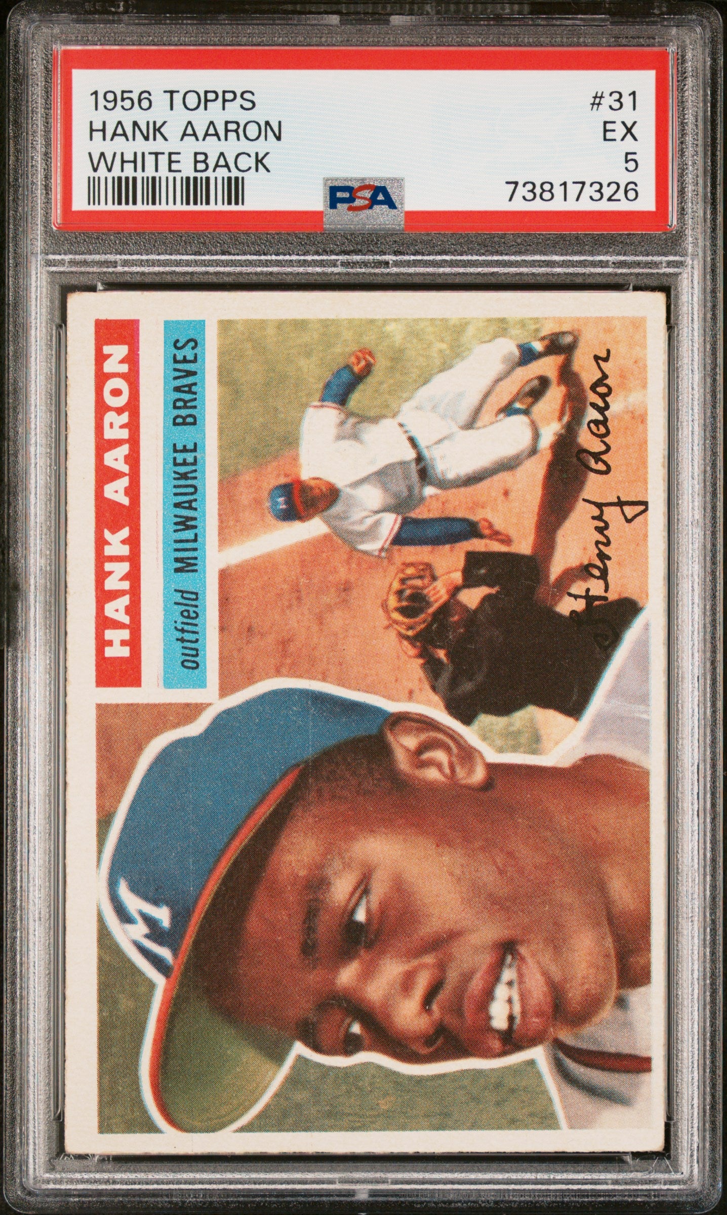 1956 Topps #31 Hank Aaron White Back / PSA 5 / C7326
