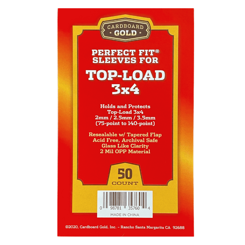 CBG Perfect Fit Sleeves for Top-Load 3x4 75-140 Point - 50 Pack