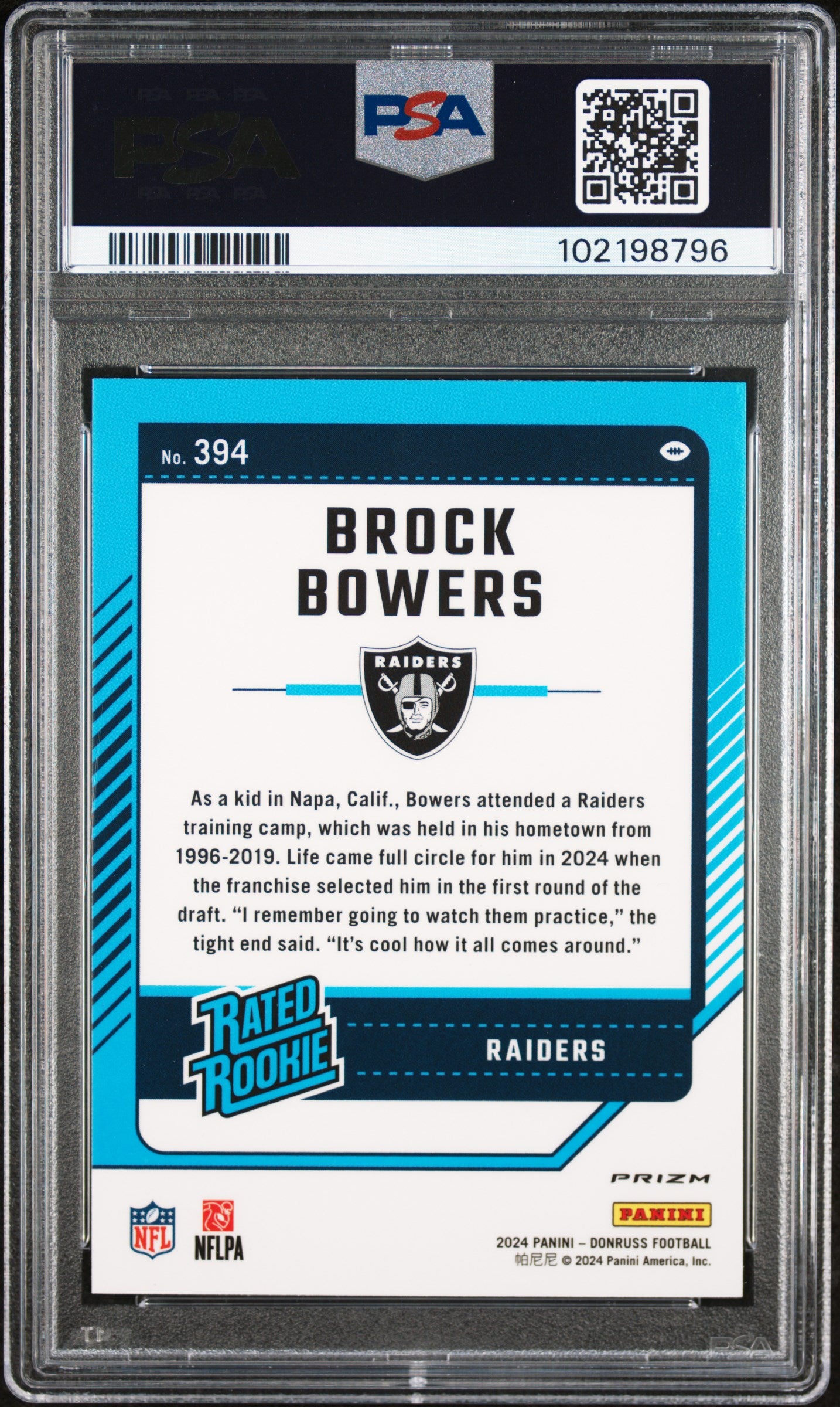 2024 Donruss Optic Preview #394 Brock Bowers RC Red Pandora / PSA 9 / C8796
