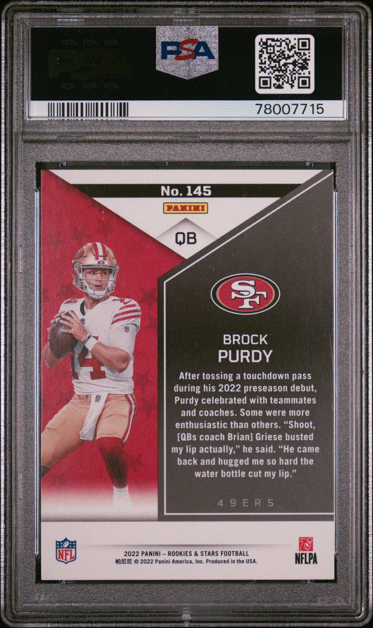 2022 Panini Rookies & Stars #145 Brock Purdy RC / PSA 10 / C7715