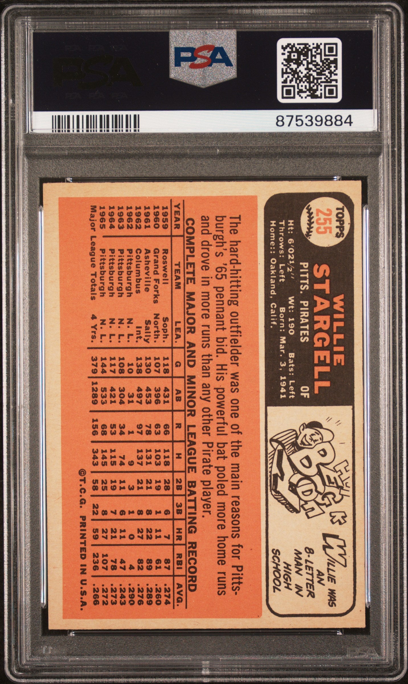 1966 Topps #255 Willie Stargell PSA 5 / C9884