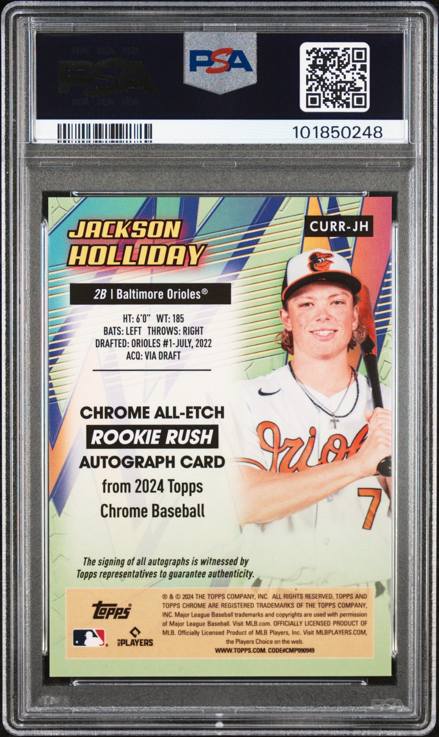 2024 Topps Chrome Update All-Etch Rookie Rush Auto #JH Jackson Holliday RC (85/99) / PSA 10 / C0248