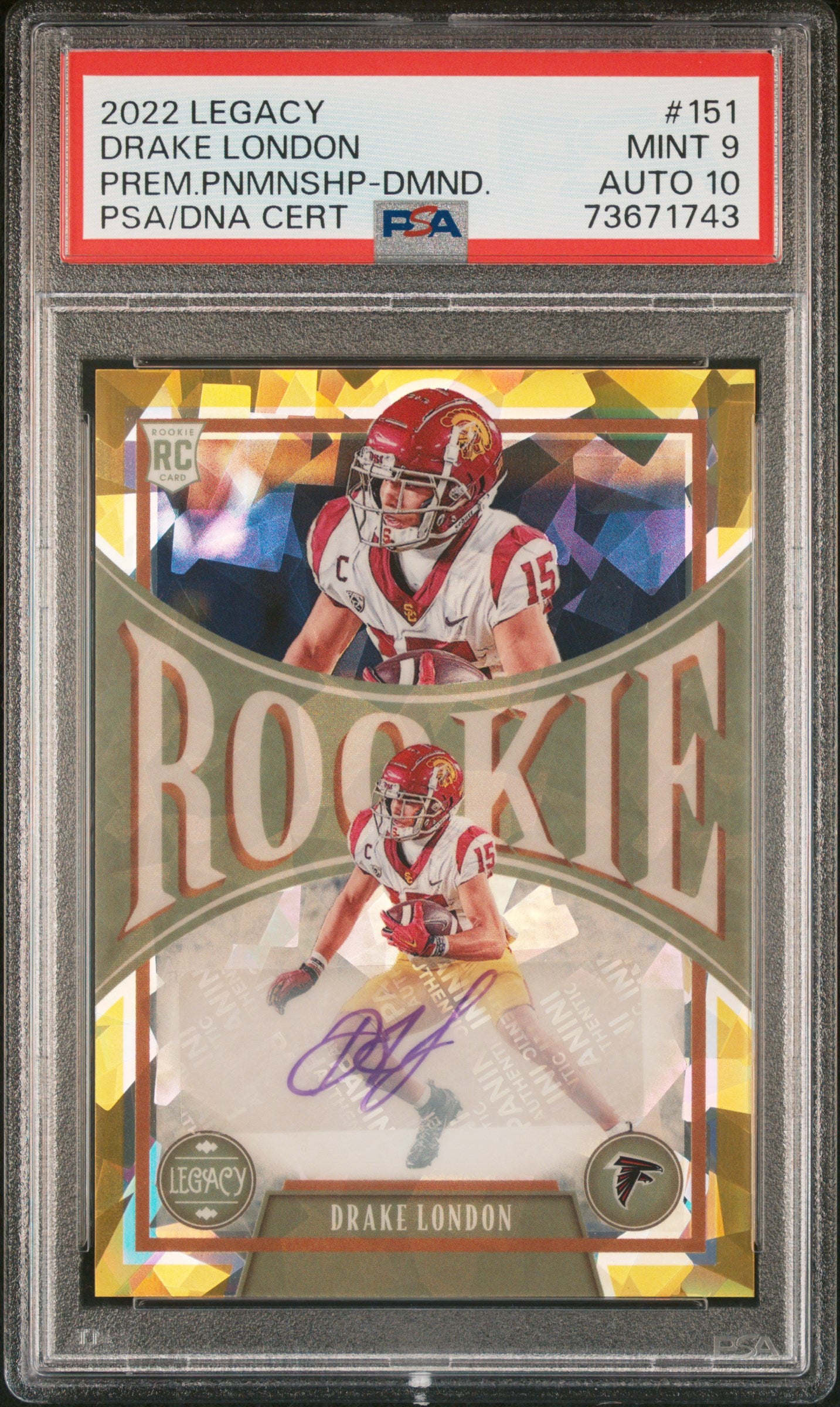 2022 Legacy #151 Drake London RC Auto Diamond (3/10) / PSA 9/10 / C1743