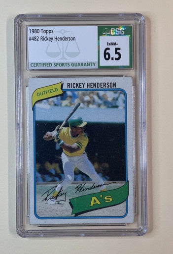 1980 Topps #482 Rickey Henderson Oakland A's RC Rookie HOF CSG 6.5 EX/NM+