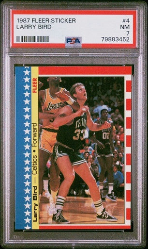 1987 Fleer #4 Larry Bird Sticker / PSA 7 / C3452