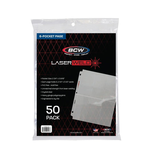 BCW Pages LaserWeld 6-Pocket Page Tall Boy Cards / 50ct Pack