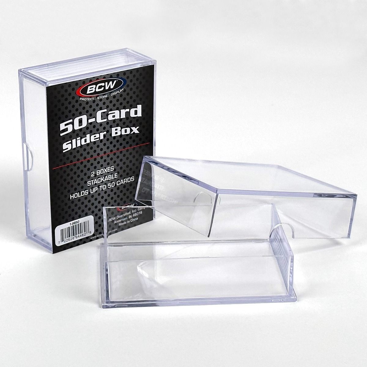 BCW Plastic 2-Piece Slider Box Case 50 Count - 2 Pack