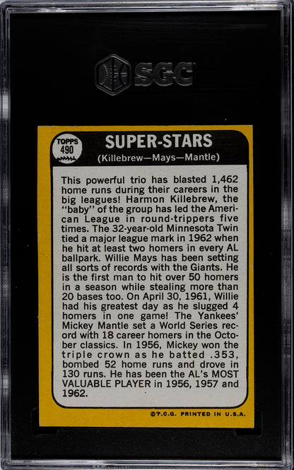 1968 Topps #490 Super Stars Mantle/Mays/Killebrew / SGC 6 / C9028