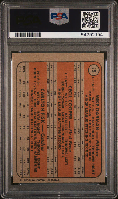 1972 Topps #79 Carlton Fisk Red Sox Rookies / PSA 5 / C2154