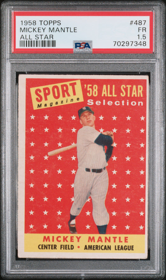 1958 Topps #487 Mickey Mantle All Star / PSA 1.5 / C7348