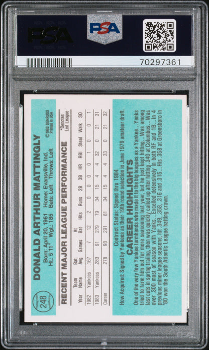 1984 Donruss Don Mattingly RC #248 / PSA 8 / x7361