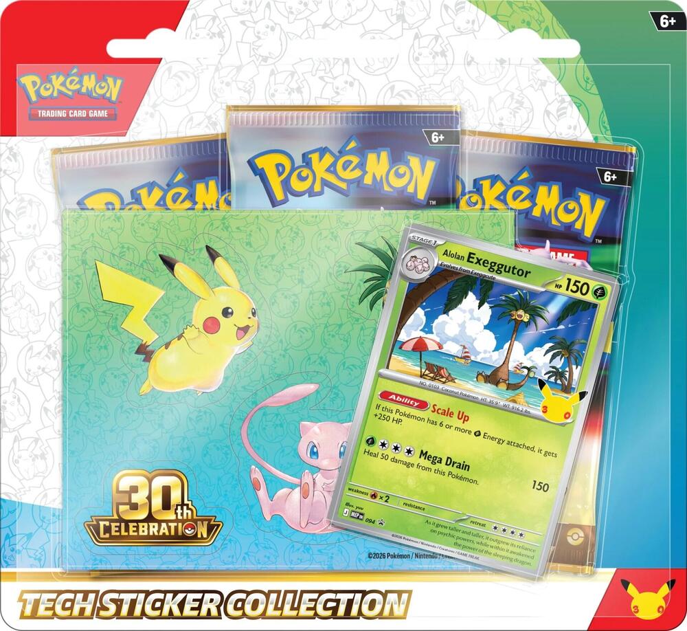 Pokemon 30th Celebration 3-Pack Tech Sticker Collection