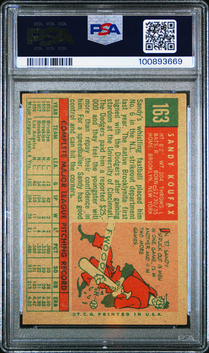 1959 Topps #163 Sandy Koufax / PSA 6 / C3669