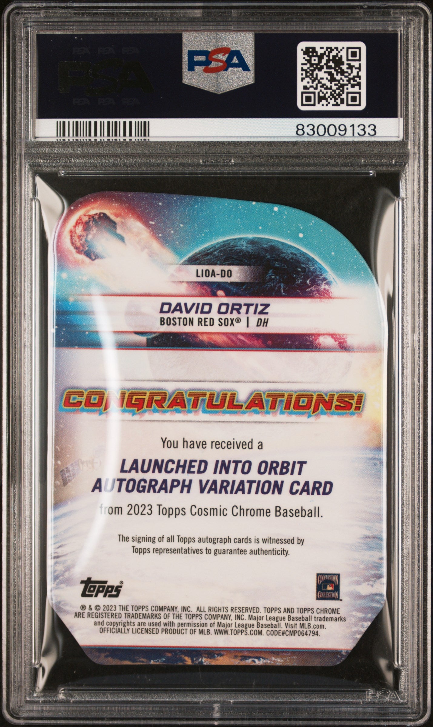 2023 Topps Cosmic Chrome #DO David Ortiz AUTO Launched / PSA 9 / C9133