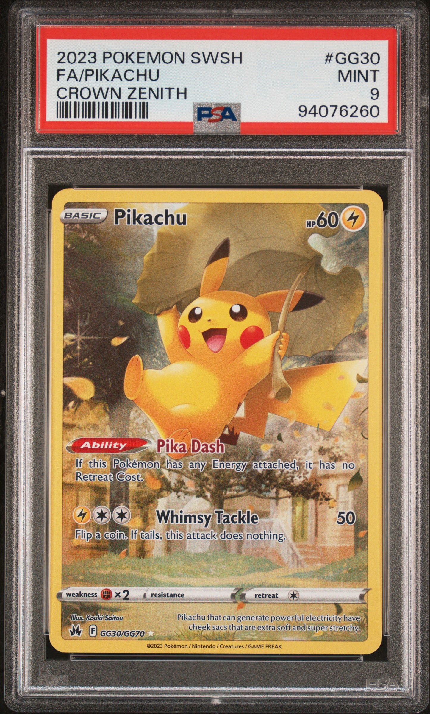 2023 Pokemon Crown Zenith #GG30 Pikachu / PSA 9 / C6260