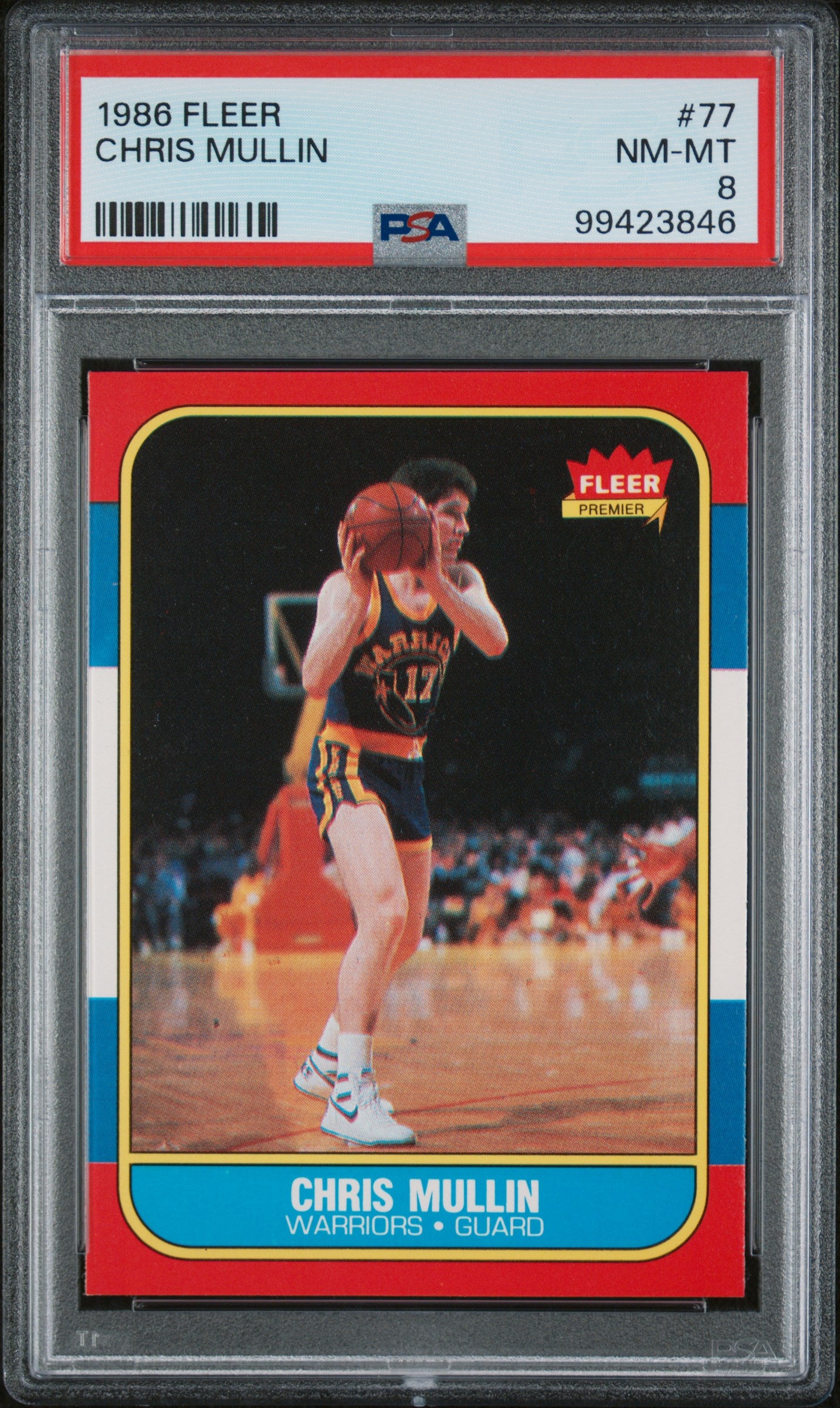 1986 Fleer #77 Chris Mullin RC / PSA 8 / C3846