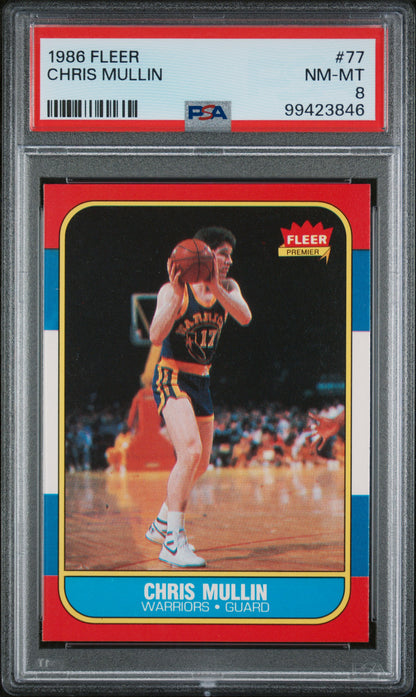 1986 Fleer #77 Chris Mullin RC / PSA 8 / C3846
