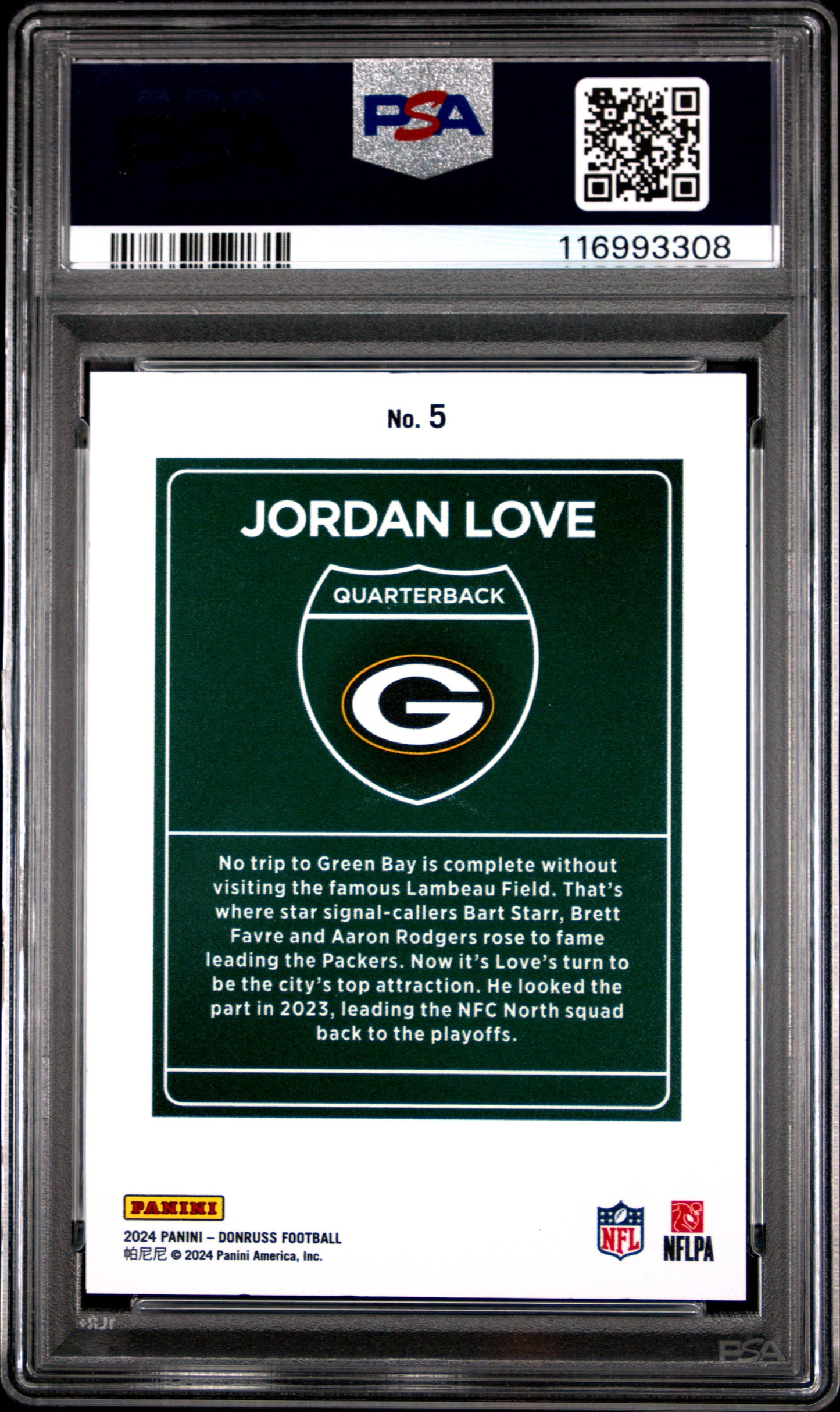 2024 Panini Donruss #5 Jordan Love Downtown / PSA 9 / C3308