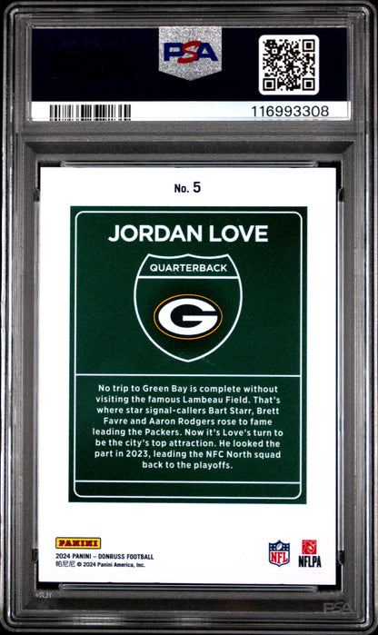 2024 Panini Donruss #5 Jordan Love Downtown / PSA 9 / C3308