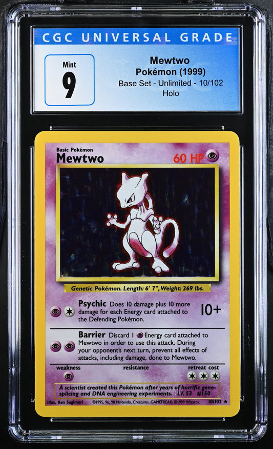 1999 Pokemon Base Set #10 Mewtow Unlimited / CGC9 / C8126
