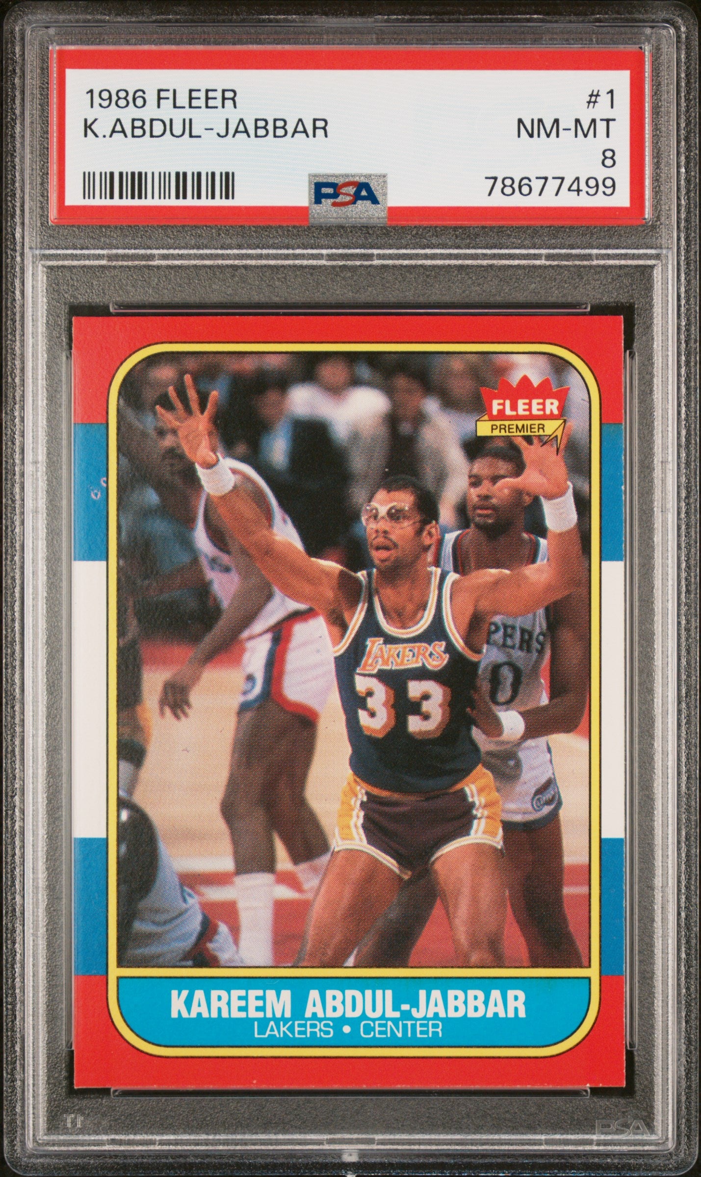1986 Fleer #1 Kareem Abdul-Jabbar / PSA 8 / C7499