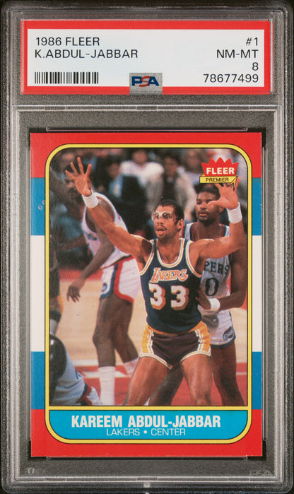 1986 Fleer #1 Kareem Abdul-Jabbar / PSA 8 / C7499