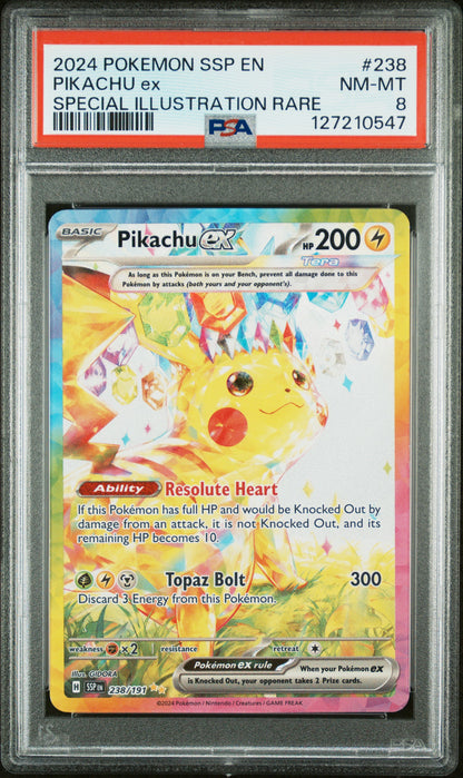 2024 Pokemon SSP #238 Pikachu ex SIR / PSA 8 / C0547