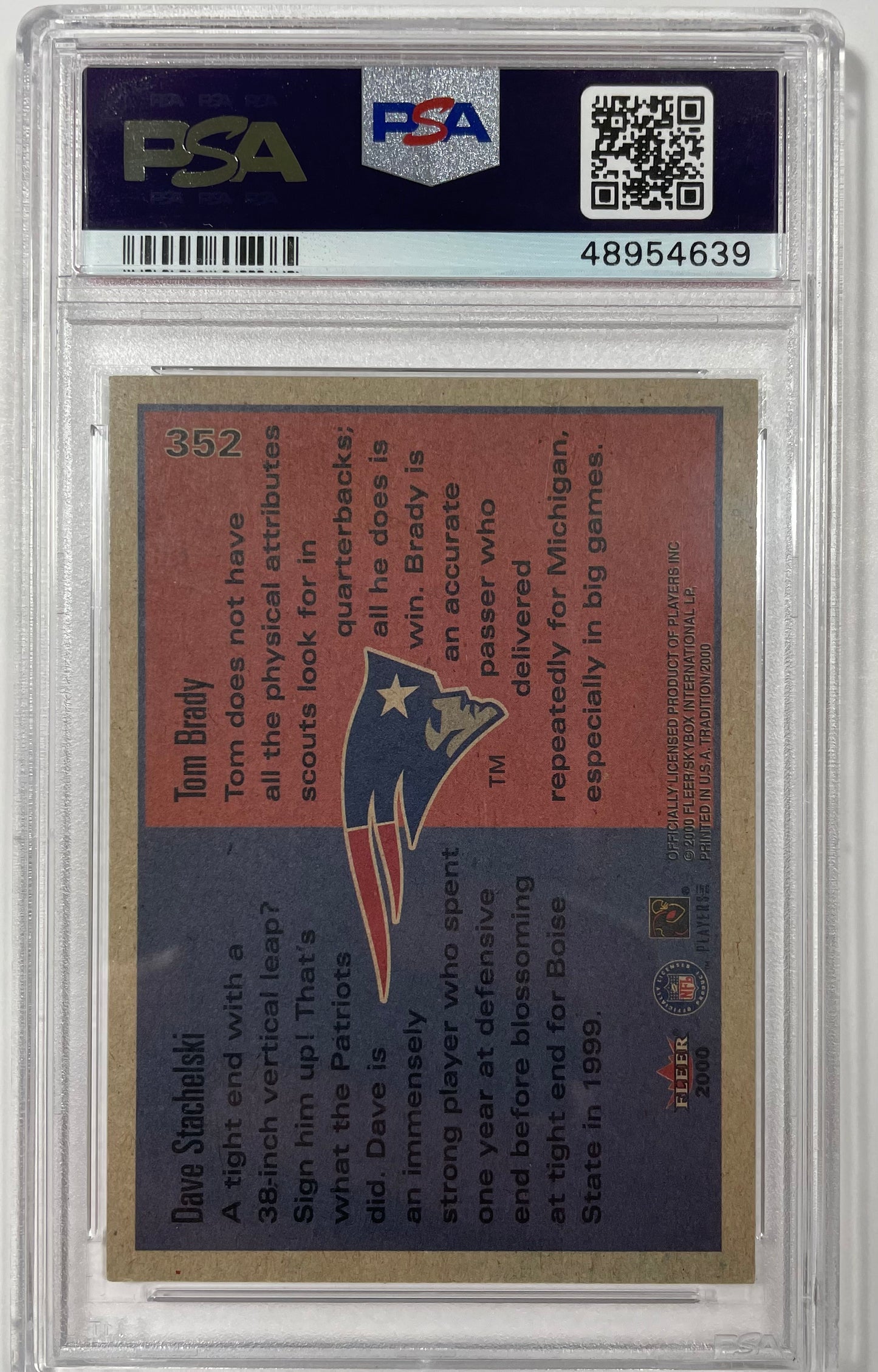 2000 Fleer Tradition #352 Tom Brady / Stachelski RC / PSA 8 / C4639