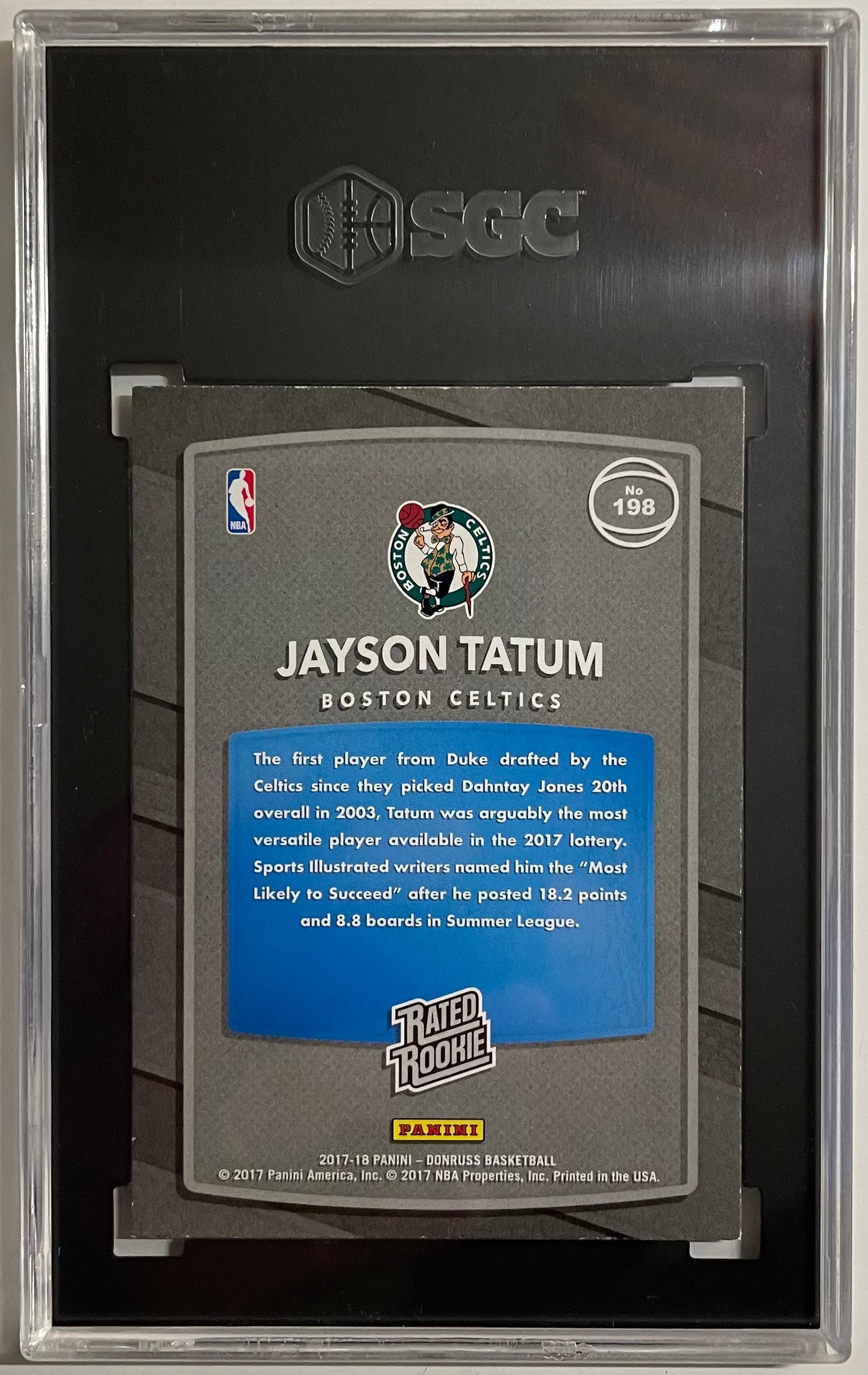 2017-18 Donruss #198 Jayson Tatum RC GREEN FLOOD / SGC 9 / C5212