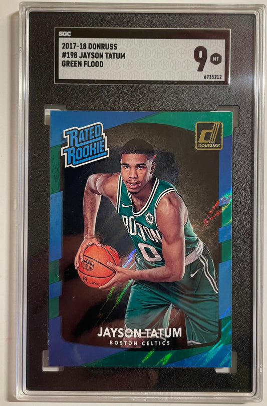 2017-18 Donruss #198 Jayson Tatum RC GREEN FLOOD / SGC 9 / C5212