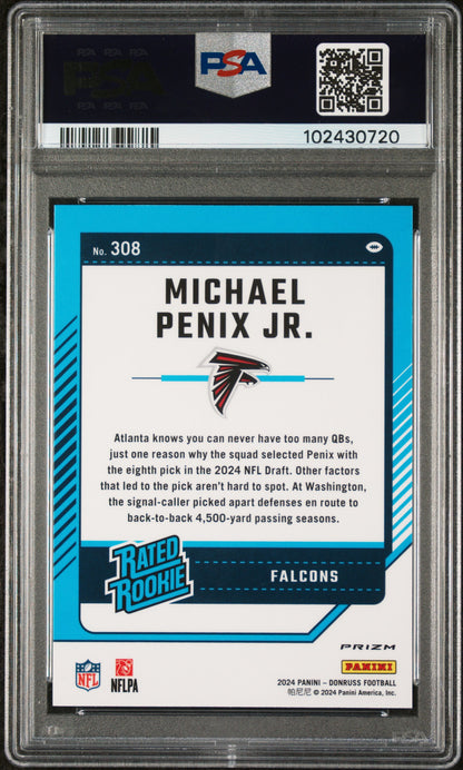 2024 Panini Donruss #308 Michael Penix Jr. RC Optic Preview Red Pandora / PSA 9 / C0720