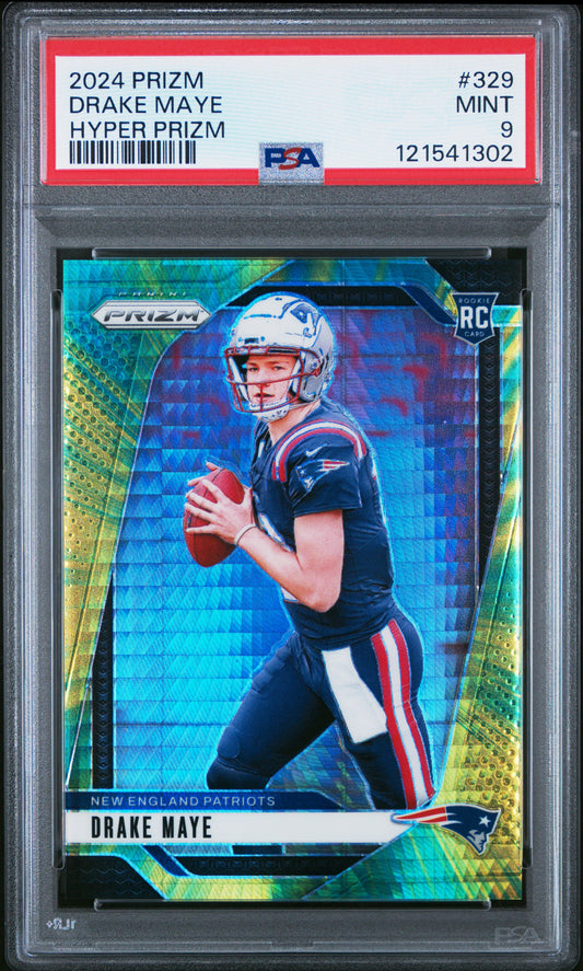 2024 Prizm #329 Drake Maye RC Hyper Prizm (#/180) / PSA 9 / C1302