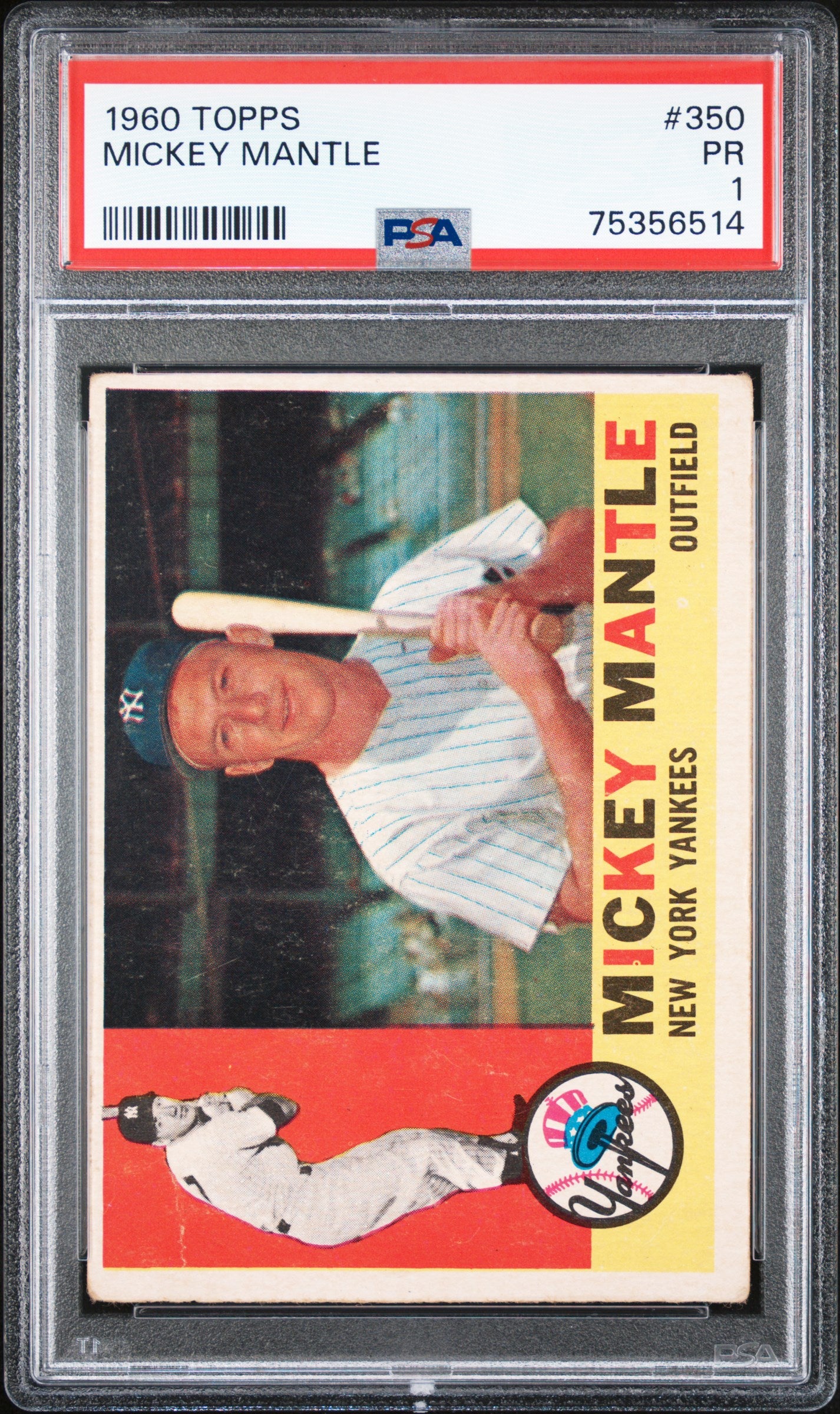 1960 Topps #350 Mickey Mantle / PSA 1 - Fresh Case